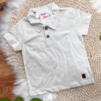 Conj. Camiseta Gola Polo e Bermuda Barquinhos - Areia e Marrom